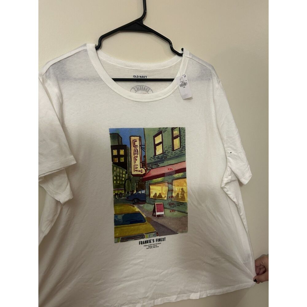 NWT Old Navy Frankie's Finest Pizza Cafe Graphic T-Shirt White Size XXL